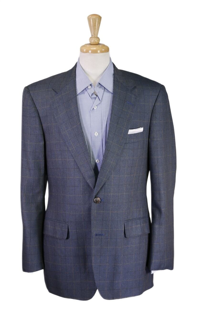 Southwick Aqua Blue Checkered Silk Herringbone Sportcoat Blazer 40R